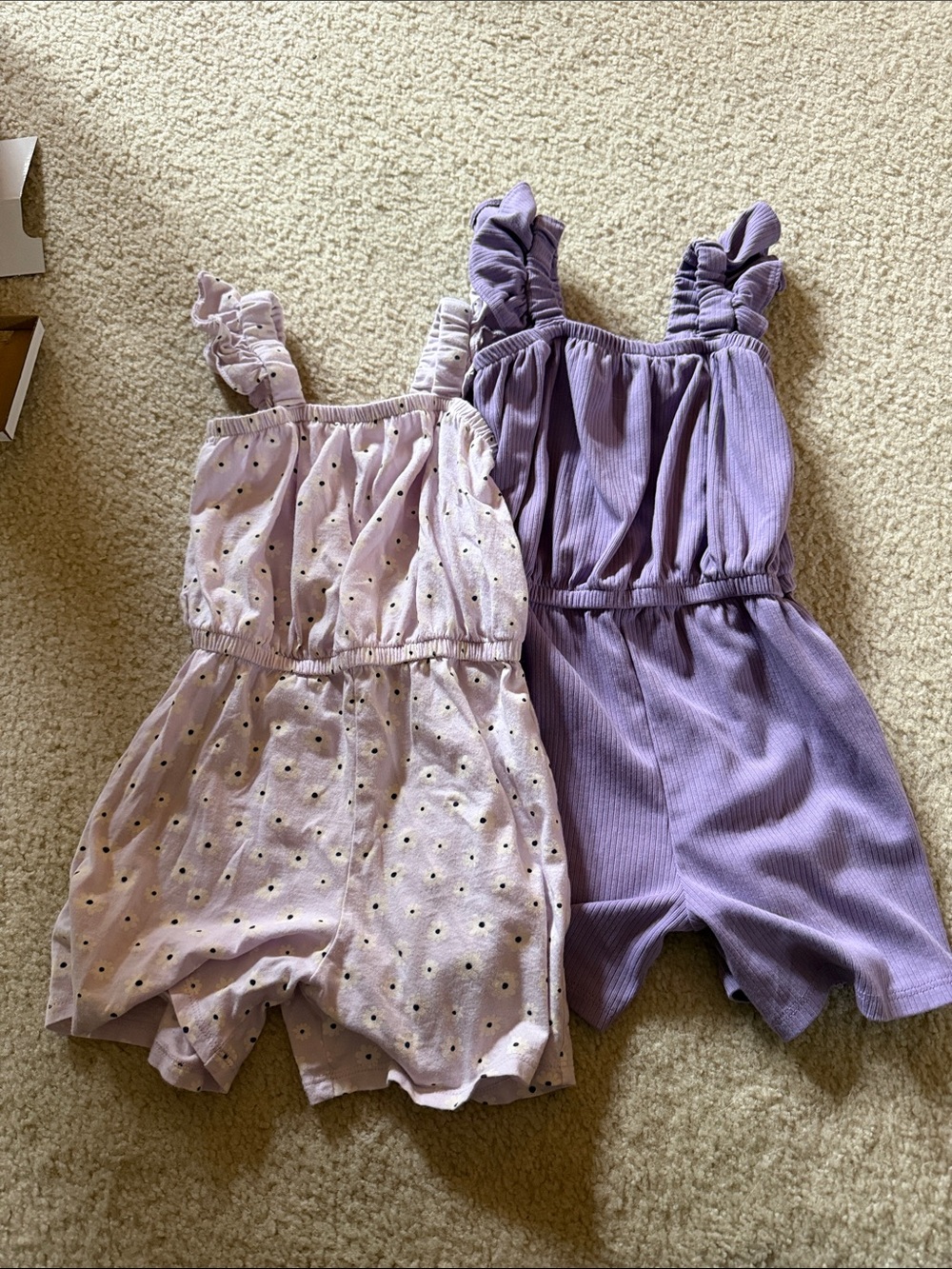 Old Navy Lavender & Light Purple Girls' Ruffled Strap Rompers